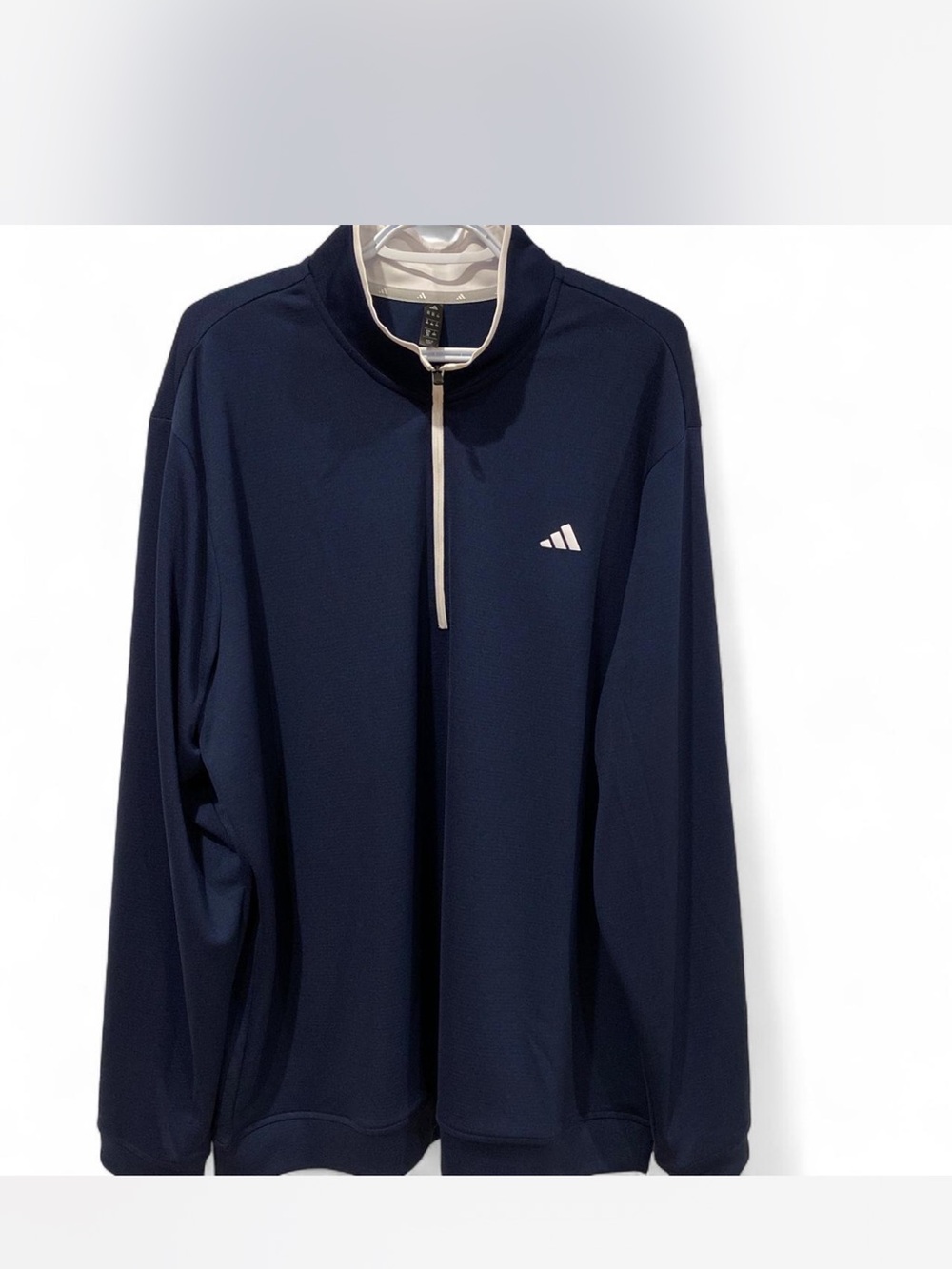 adidas Men’s Navy Zip Pullover with White Trim